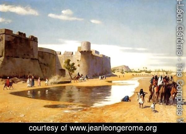 Jean-Léon Gérôme - An Arab Caravan outside a Fortified Town, Egypt