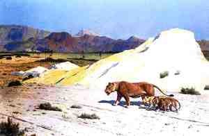 Jean-Léon Gérôme - Lioness and Her Cubs