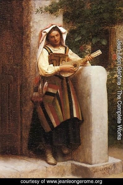 An Italian Girl Playing a Mandolin