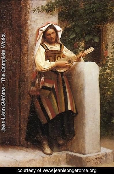 Jean-Léon Gérôme - An Italian Girl Playing a Mandolin