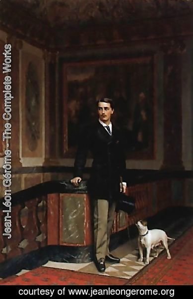 Jean-Léon Gérôme - The Duc De La Rochefoucauld Doudeauville With His Terrier